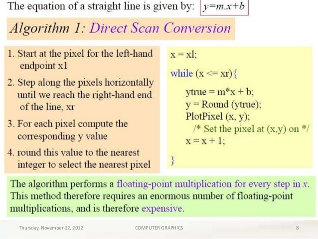 Dda Line Drawing Algorithm Advantages And Disadvantages : Line drawing algorithms