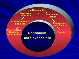 Risk Factors Diabetes Hypertension Myocardial Infarction Congestive Heart Failure Death Continuum  cardiovascolare Ventricular  Dilation Remodelling Atherosclerosis and LVH 