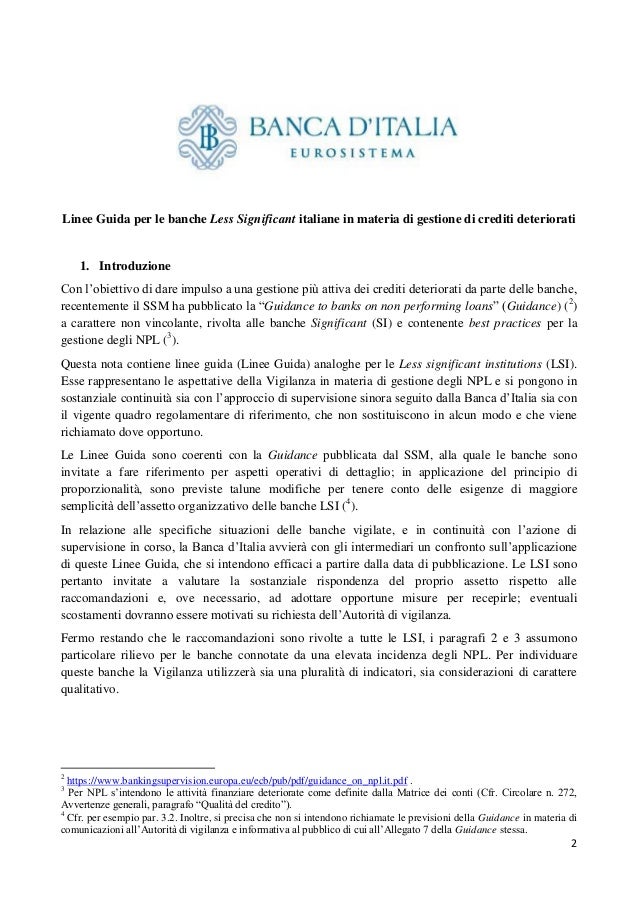 Linee Guida Abi Crediti Deteriorati