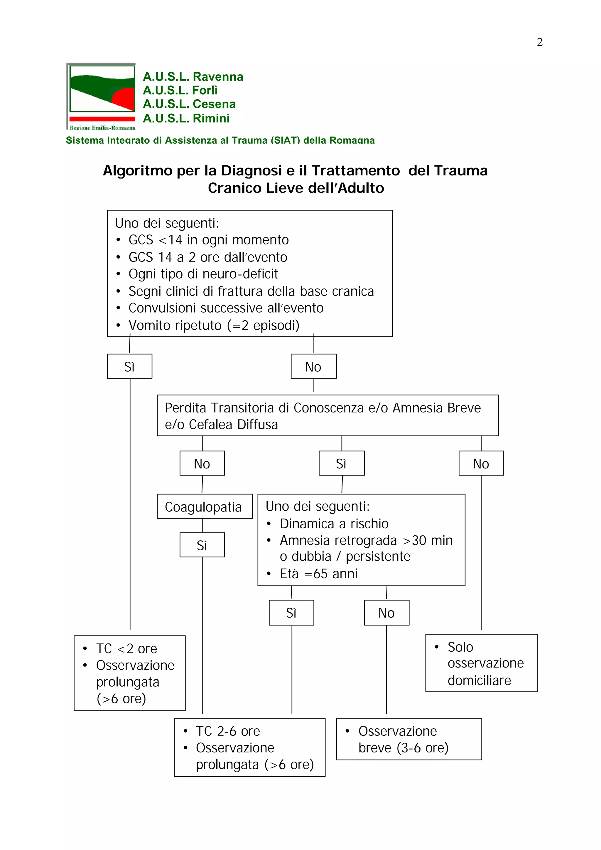Linee guida per la diagnosi e il trattamento del trauma cranico lieve ...