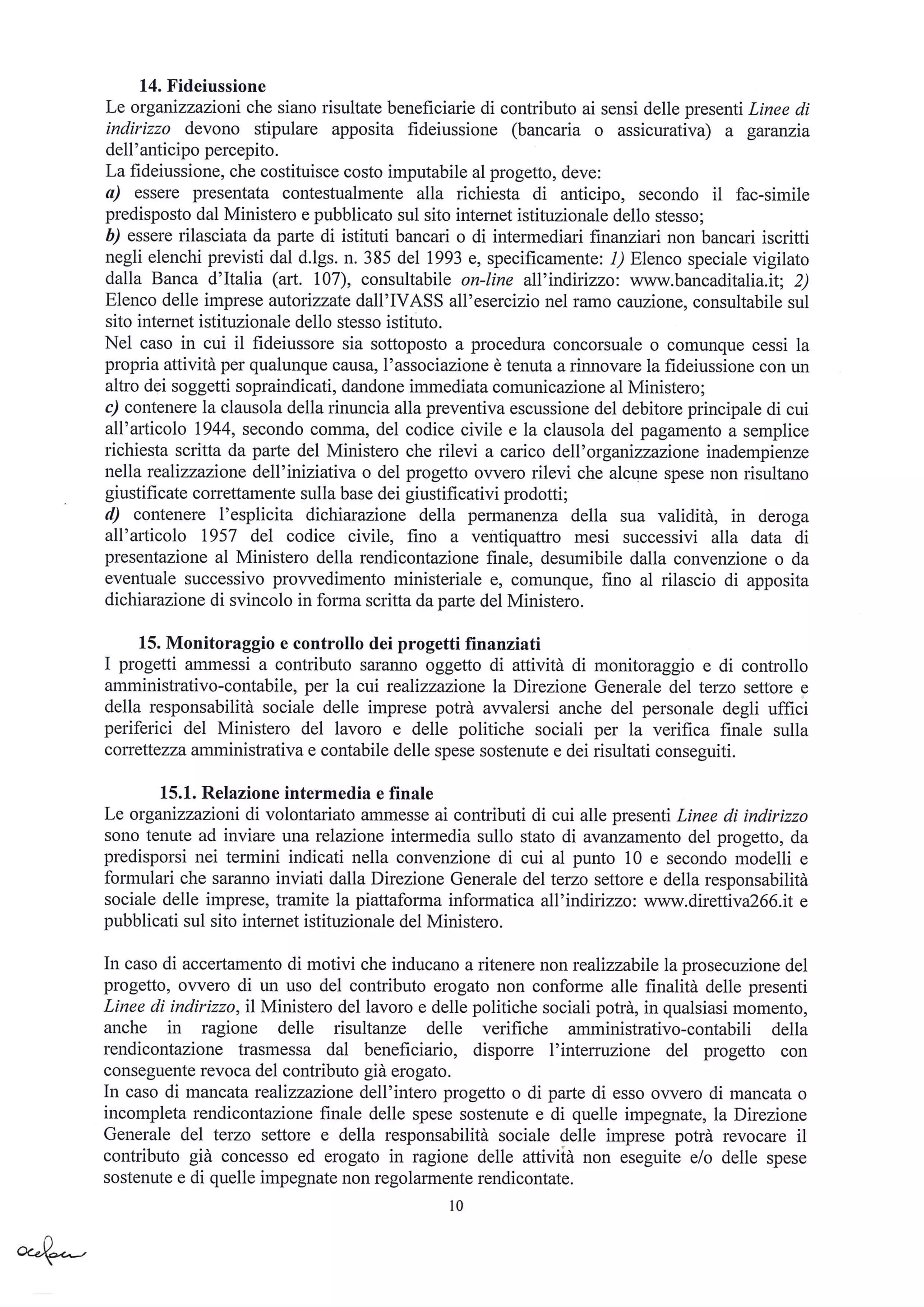 Bando Volontariato L. 266/91