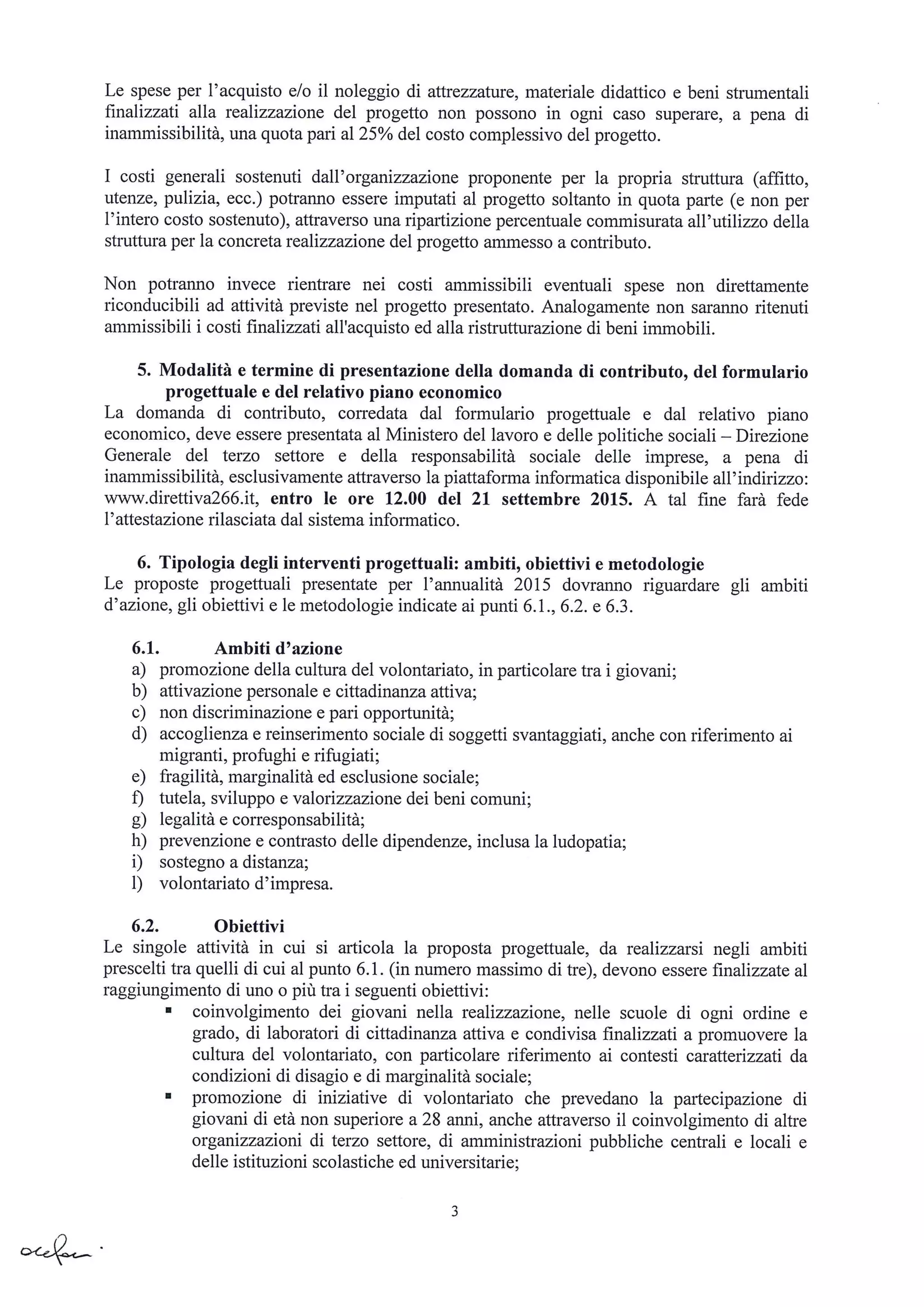 Bando Volontariato L. 266/91