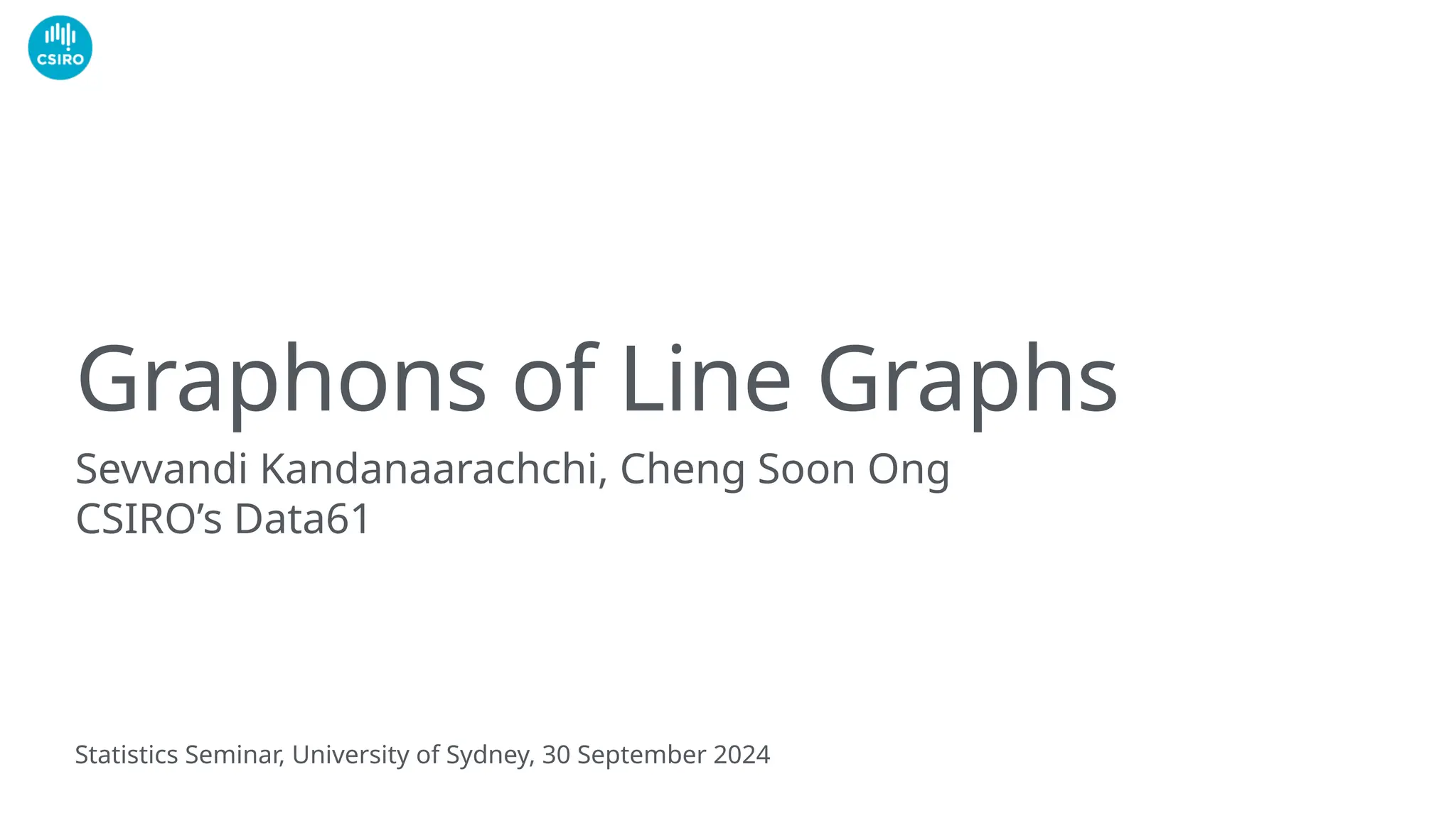 Statistics Seminar, University of Sydney, 30 September 2024
Sevvandi Kandanaarachchi, Cheng Soon Ong
CSIRO’s Data61
Graphons of Line Graphs
 