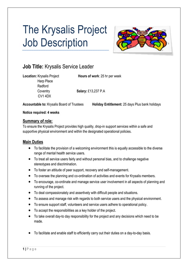 Service manager job description