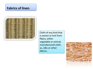 Cloth of any kind that is woven or knit from fibers, either vegetable or animal; manufactured cloth; as, silks or other fabrics.