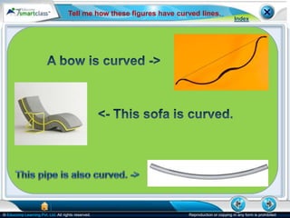 Tell me how these figures have curved lines.
                                                                                               Index




© Educomp Learning Pvt. Ltd. All rights reserved.                     Reproduction or copying in any form is prohibited
 