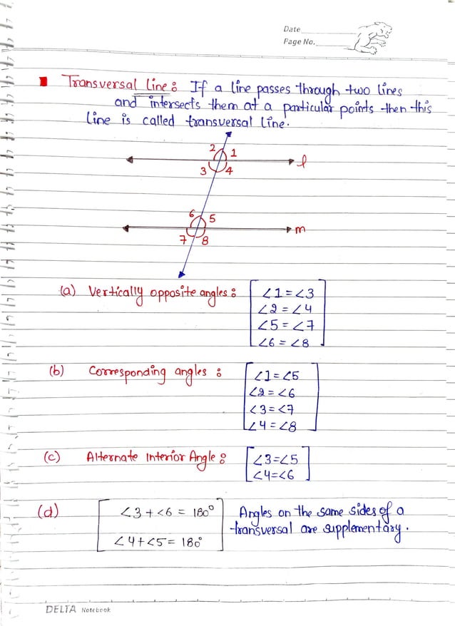 Lines and Angles Notes.pdf class 9th Lines and Angles Notes | PDF
