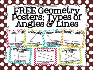 FREE Geometry
Posters: Types of
Angles & Lines
 