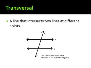  A line that intersects two lines at different
points.
 