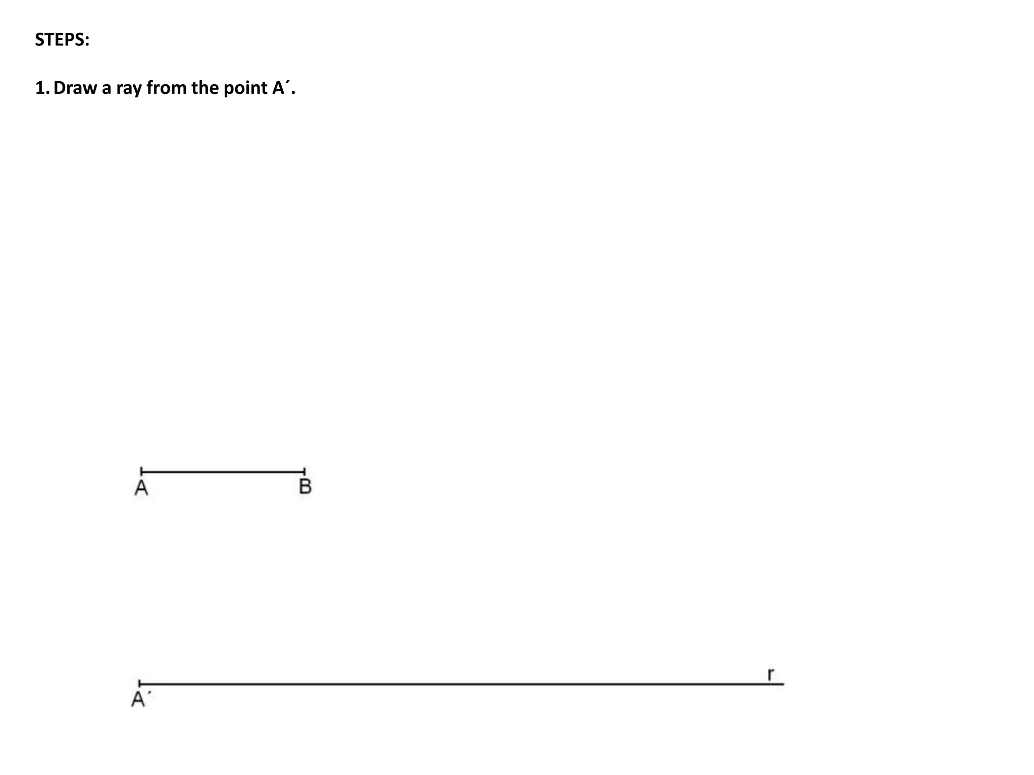 STEPS: 
1. Draw a ray from the point A´. 
 