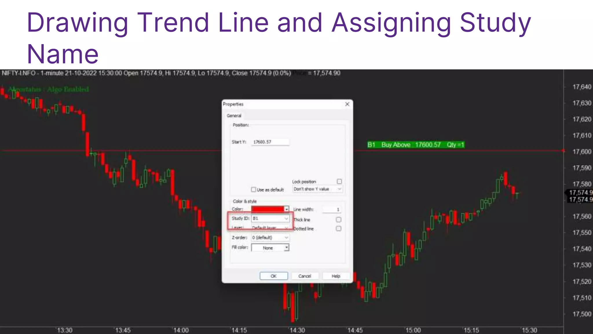 Drawing Trend Line and Assigning Study
Name
 
