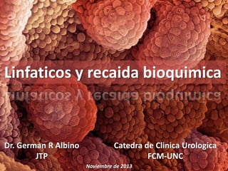 Linfaticos y recaida bioquimica

Dr. German R Albino
JTP

Catedra de Clinica Urologica
FCM-UNC
Noviembre de 2013

 