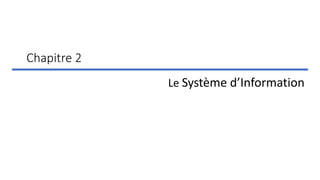 Chapitre 2
Le Système d’Information
 