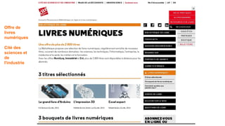 Offre de
livres
numériques
Cité des
sciences et
de
l'industrie
 