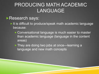 Academic Math Language Making Math Meaningful | PPTX