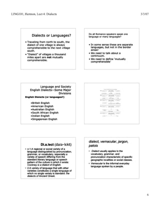 Ling101.lecture4,dialects