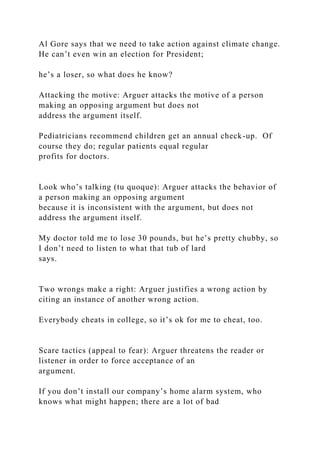 Ling 21 Online - Chart of Logical Fallacies Fallacies o.docx