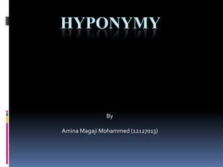 HYPONYMY
By
Amina Magaji Mohammed (12127013)
 