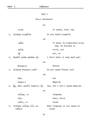 Lingala Script Learn Lingala - FSI Basic Course | PDF