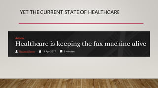 YET THE CURRENT STATE OF HEALTHCARE
 
