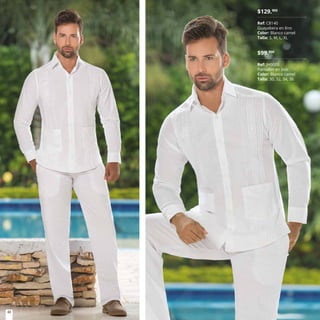 44
$129.900
Ref: C8140
Guayabera en lino
Color: Blanco camel
Talla: S, M, L, XL
$99.900
Ref: JH9005
Pantalón en lino
Color: Blanco camel
Talla: 30, 32, 34, 36
 