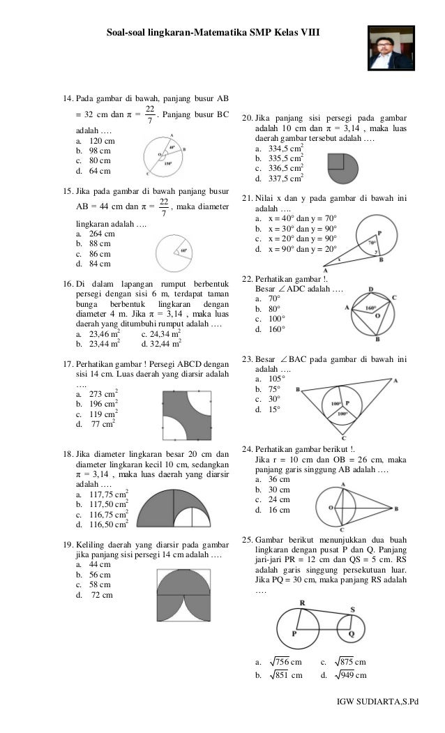 Soal Matematika Tentang Lingkaran Kelas 8