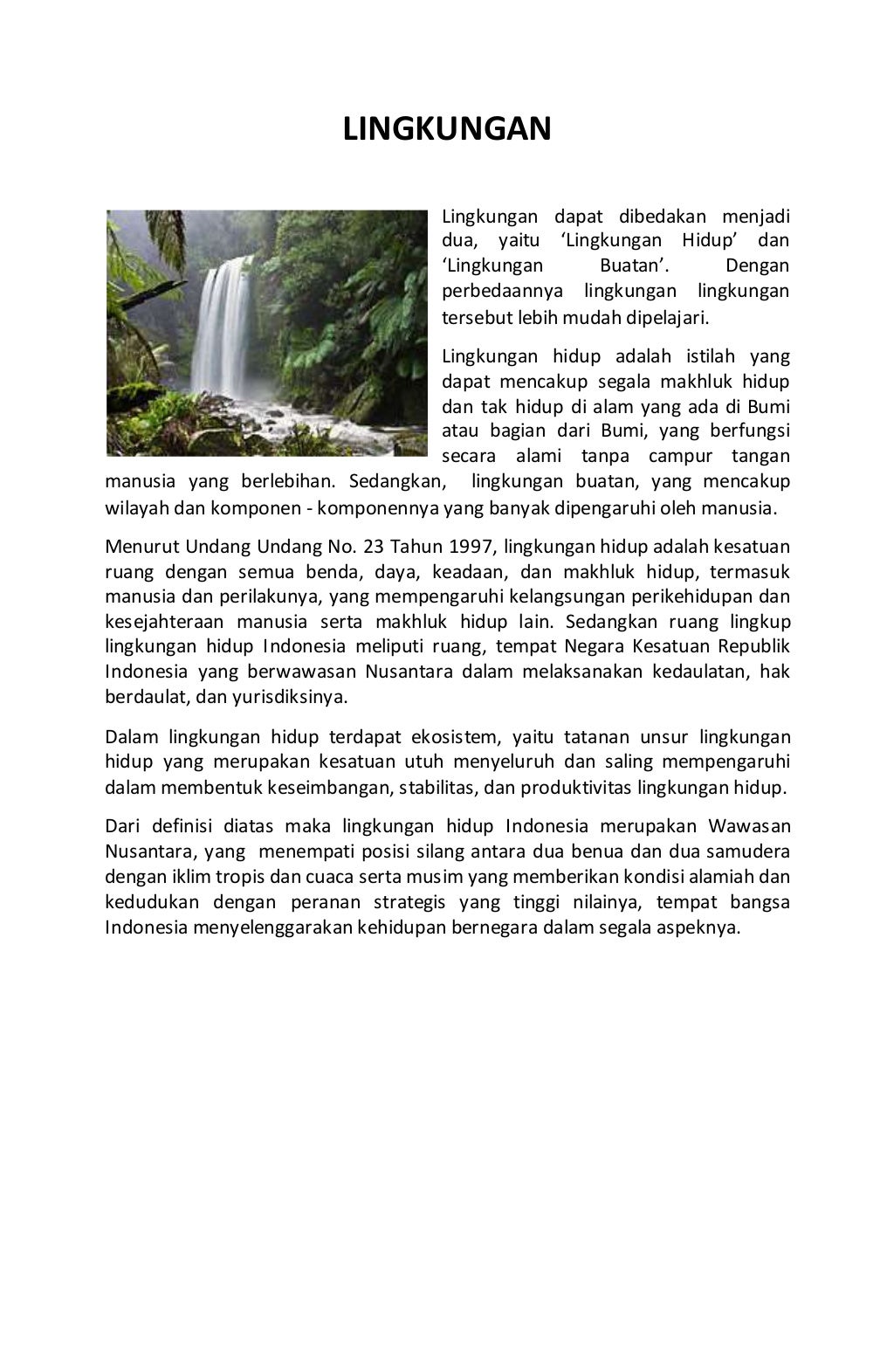 Teks tentang "Lingkungan"