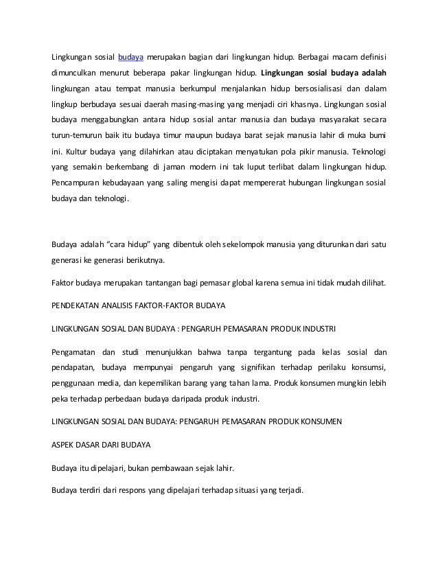 Lingkungan Sosial Budaya
