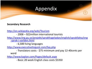 Emergency servicesPositioningBrand positioning statement    For frequent travelers or business persons who wants or needs to communicate with people all over the world, Lingo is a instant wireless translation device that provides unlimited communication, unlike any other product. 