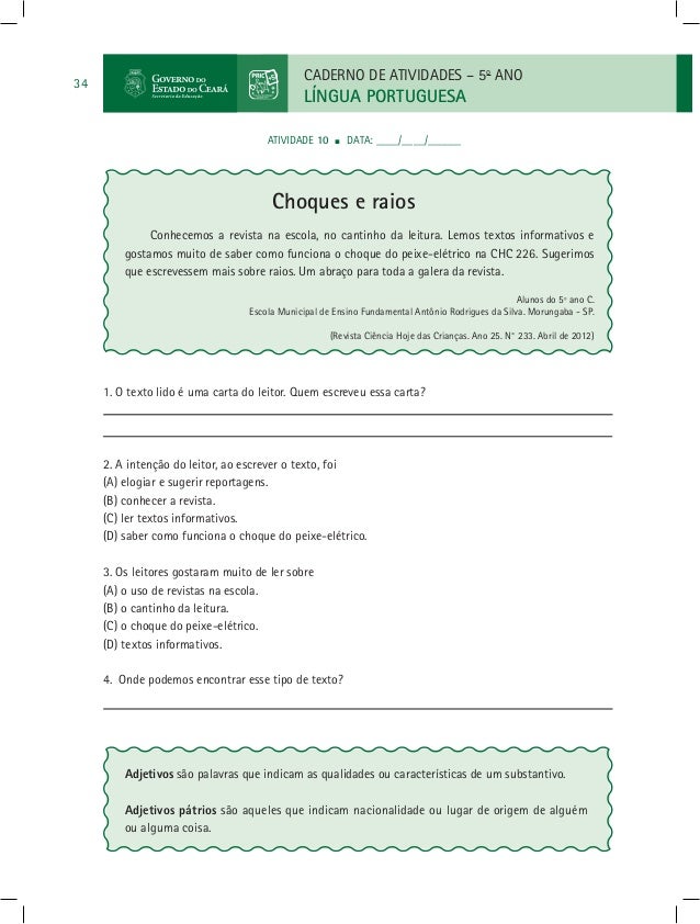 LINGUA PORTUGUES CADERNO DE ATIVIDADE 5º ANO_1º_e_2º 