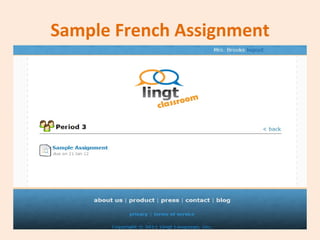 Sample French Assignment 