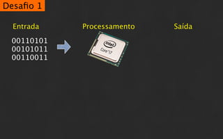 Desaﬁo 1

  Entrada   Processamento   Saída

 00110101
 00101011
 00110011
 