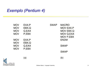 Software Básico - Linguagem Assembly 21
Exemplo (Pentium 4)
 