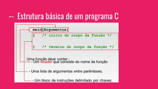-- Estrutura básica de um programa C
 