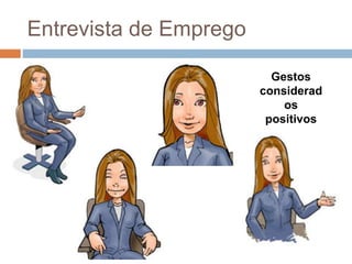 Entrevista de Emprego
Gestos
considerad
os
positivos
 