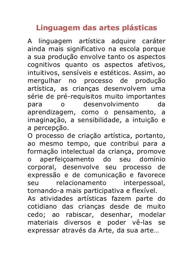 Linguagem das artes plásticas Linguagem das artes plásticas