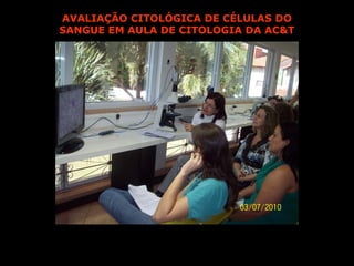 AVALIAÇÃO CITOLÓGICA DE CÉLULAS DO
SANGUE EM AULA DE CITOLOGIA DA AC&T
 