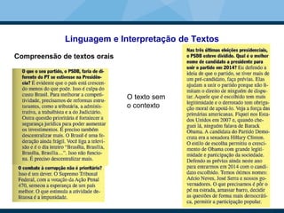 Linguagem e Interpretação de Textos
Compreensão de textos orais
O texto sem
o contexto
 