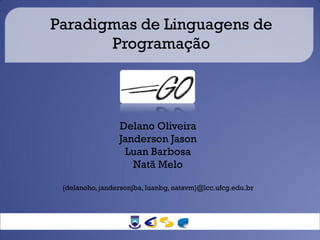 Paradigmas de Linguagens de
       Programação




                 Delano Oliveira
                 Janderson Jason
                  Luan Barbosa
                    Natã Melo

 {delanoho, jandersonjba, luanbg, natavm}@lcc.ufcg.edu.br
 