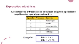 Expressões aritméticas
 