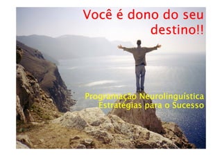 Você é dono do seu
          destino!!




Programação Neurolinguística
   Estratégias para o Sucesso
 