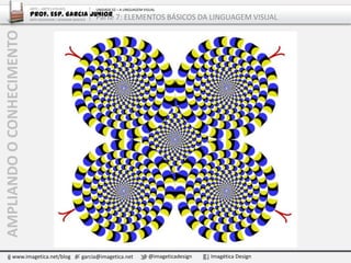 www.imagetica.net/blog garcia@imagetica.net @imageticadesign Imagética Design
AMPLIANDOOCONHECIMENTO ARTE – ARTES VISUAIS
Prof. Esp. Garcia Junior
ARTE-EDUCADOR / DESIGNER GRÁFICO
UNIDADE 02 – A LINGUAGEM VISUAL
Parte 7: ELEMENTOS BÁSICOS DA LINGUAGEM VISUAL
 