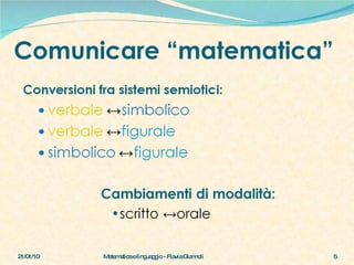 Comunicare “matematica” 21/01/10 Matematica e linguaggio - Flavia Giannoli 