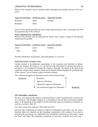 Sentence Reduction Example Beginner Linguistics for beginners | PDF