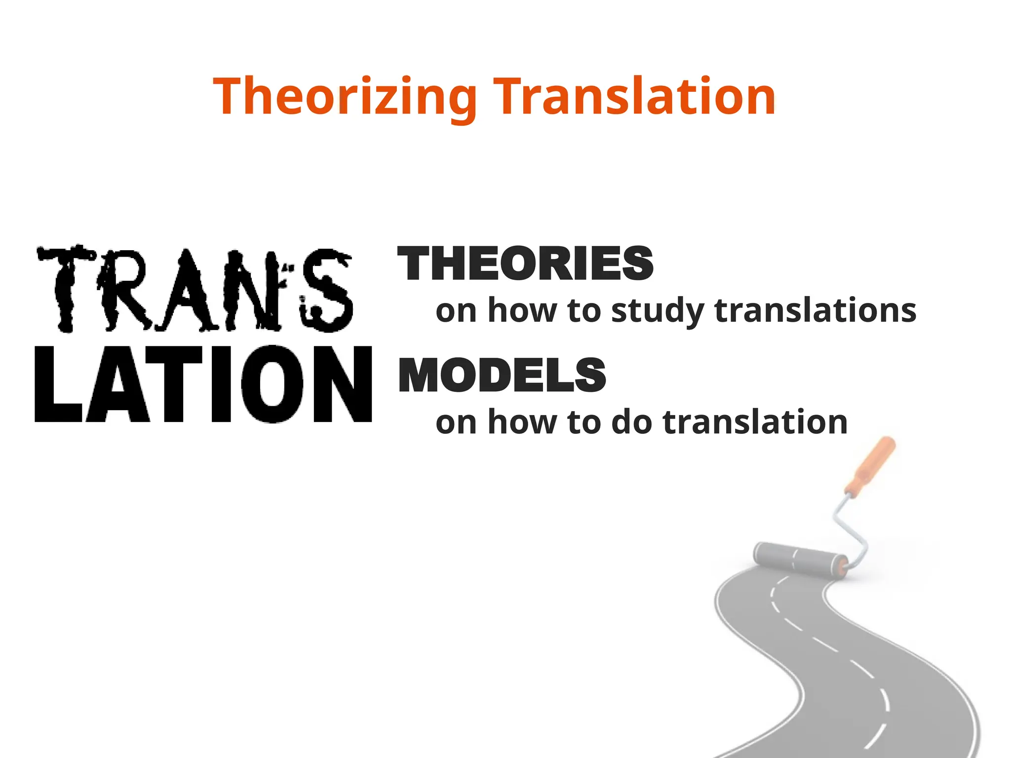 Theorizing Translation
THEORIES
on how to study translations
MODELS
on how to do translation
 