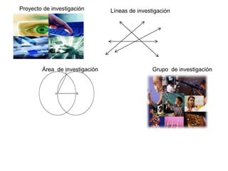 Proyecto de investigación       Líneas de investigación




        Área de investigación                   Grupo de investigación
 