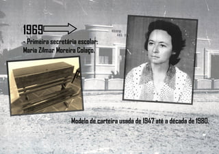 1969
- Primeira secretária escolar:
Maria Zilmar Moreira Colaço.
Modelo de carteira usada de 1947 até a década de 1980.
 