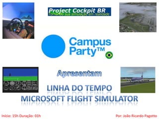 Apresentam Linha do Tempo Microsoft Flight Simulator Início: 15h Duração: 01h Por: João Ricardo Pagotto 