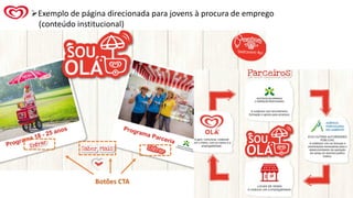 ➢Exemplo de página direcionada para jovens à procura de emprego
(conteúdo institucional)
Botões CTA
 