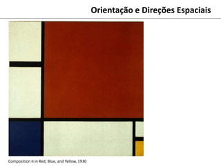 Orientação e Direções Espaciais
Composition II in Red, Blue, and Yellow, 1930
 
